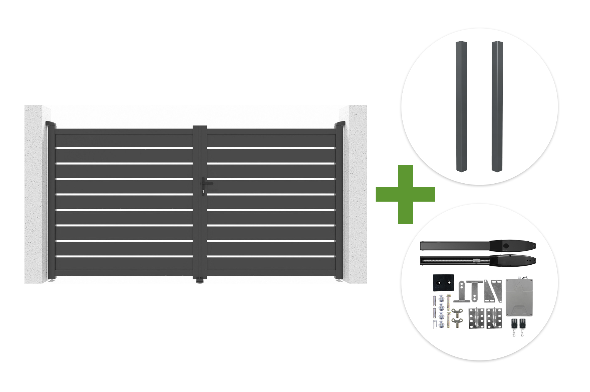3m VOGEL swing gate, 180cm high, grey + 2 ELDA posts + HIKER B200 motor main image