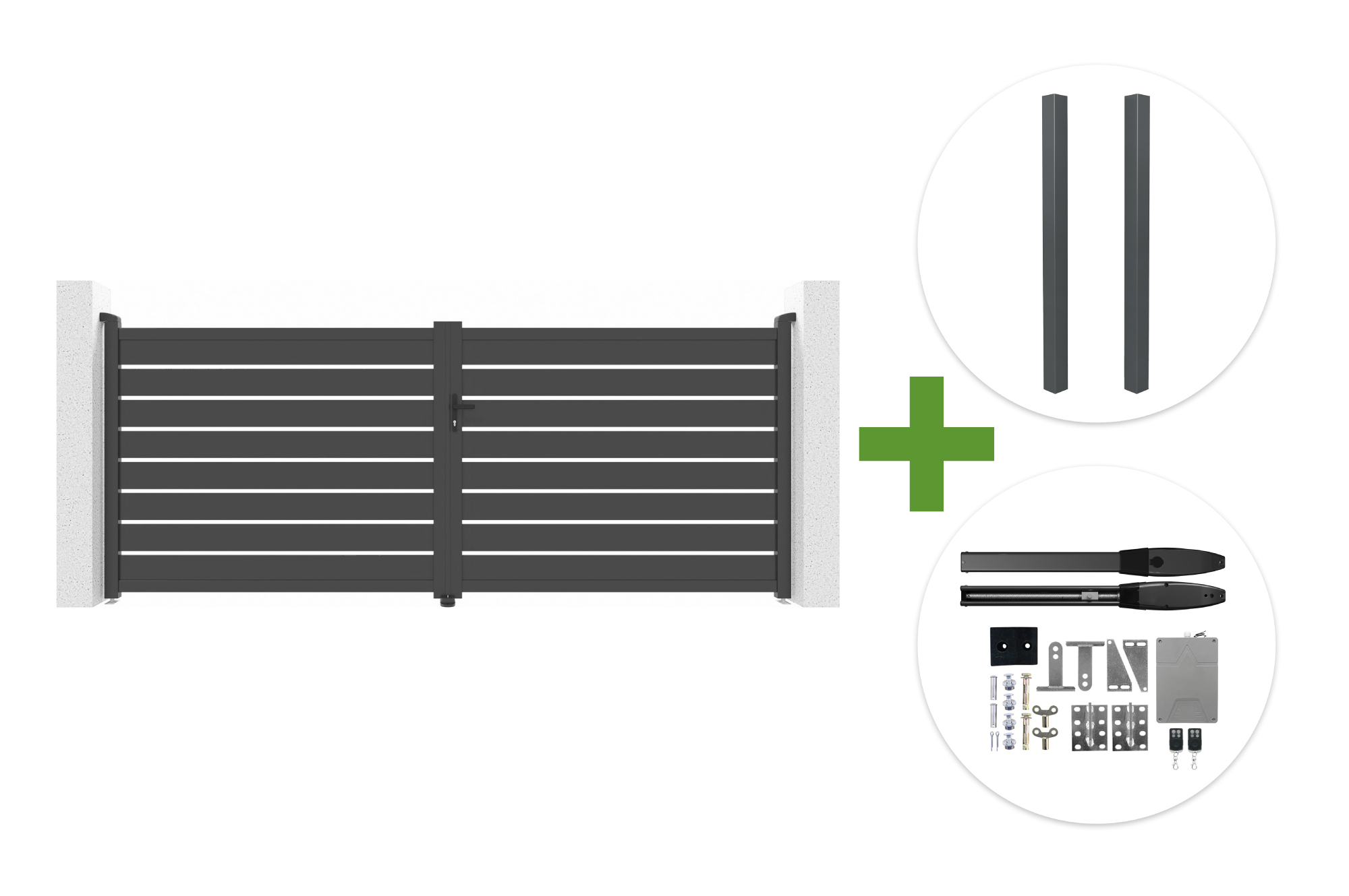 VOGEL 4m H.160cm grå svingport + 2 ELDA stolper + HIKER B200 motor main image