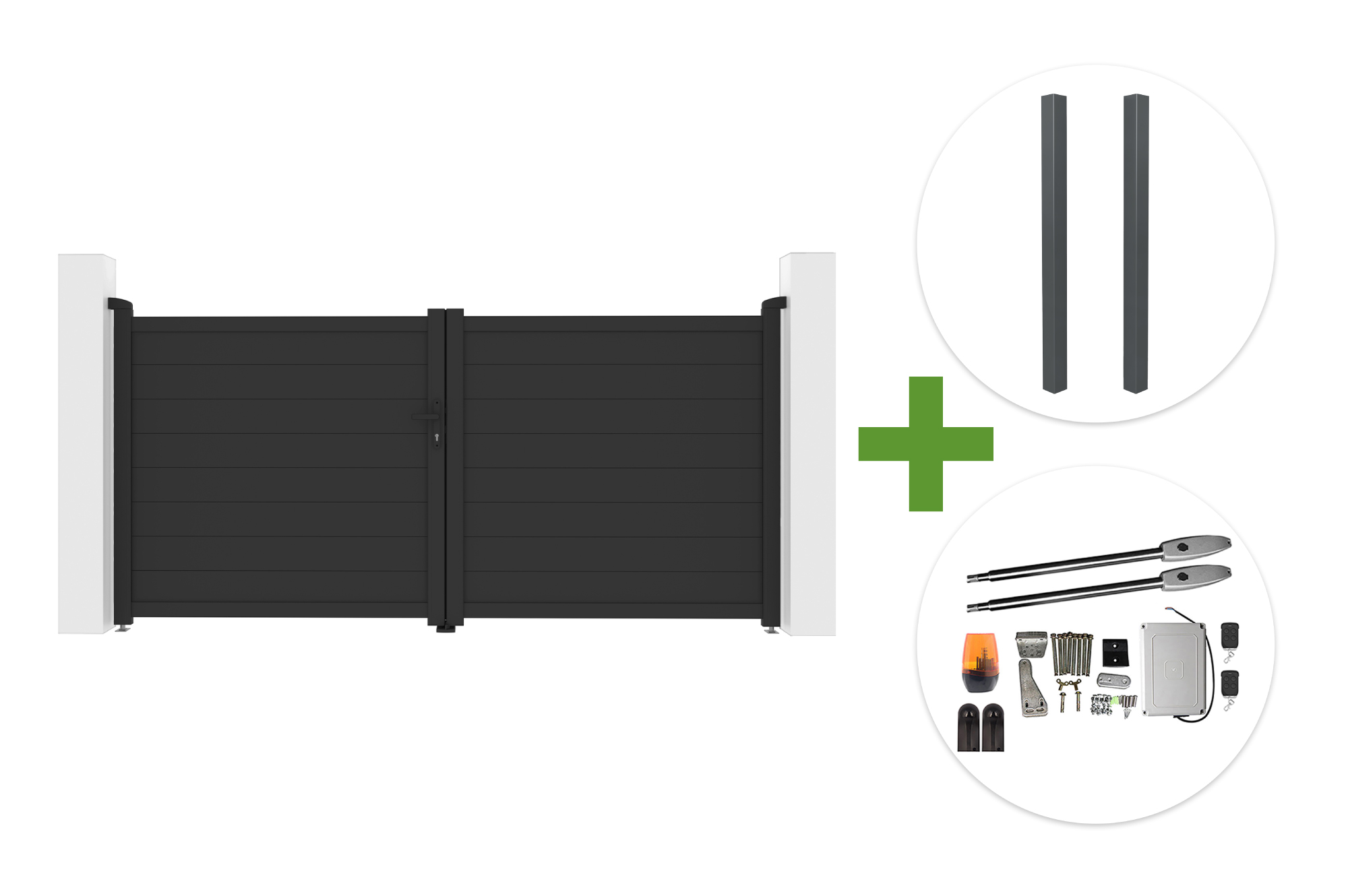 EIGER siva krilna vrata 3m v. 140cm + 2 ELDA stupa + TANKER B250 motor main image