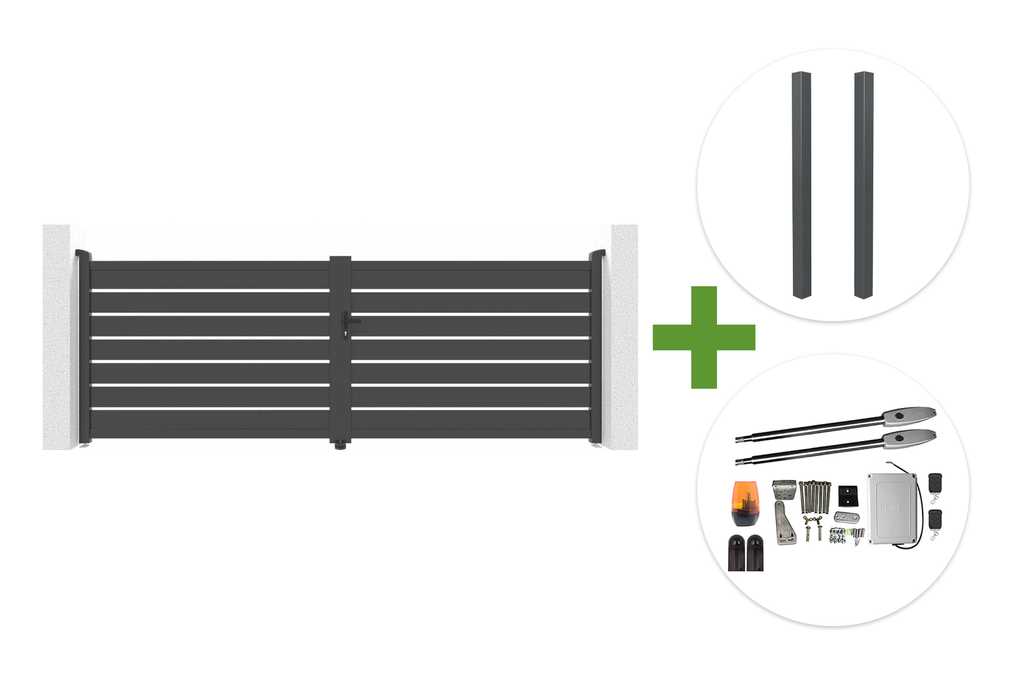 VOGEL 4 m H.140 cm graues Schwingtor + 2 ELDA Pfosten + TANKER B250 Motor main image