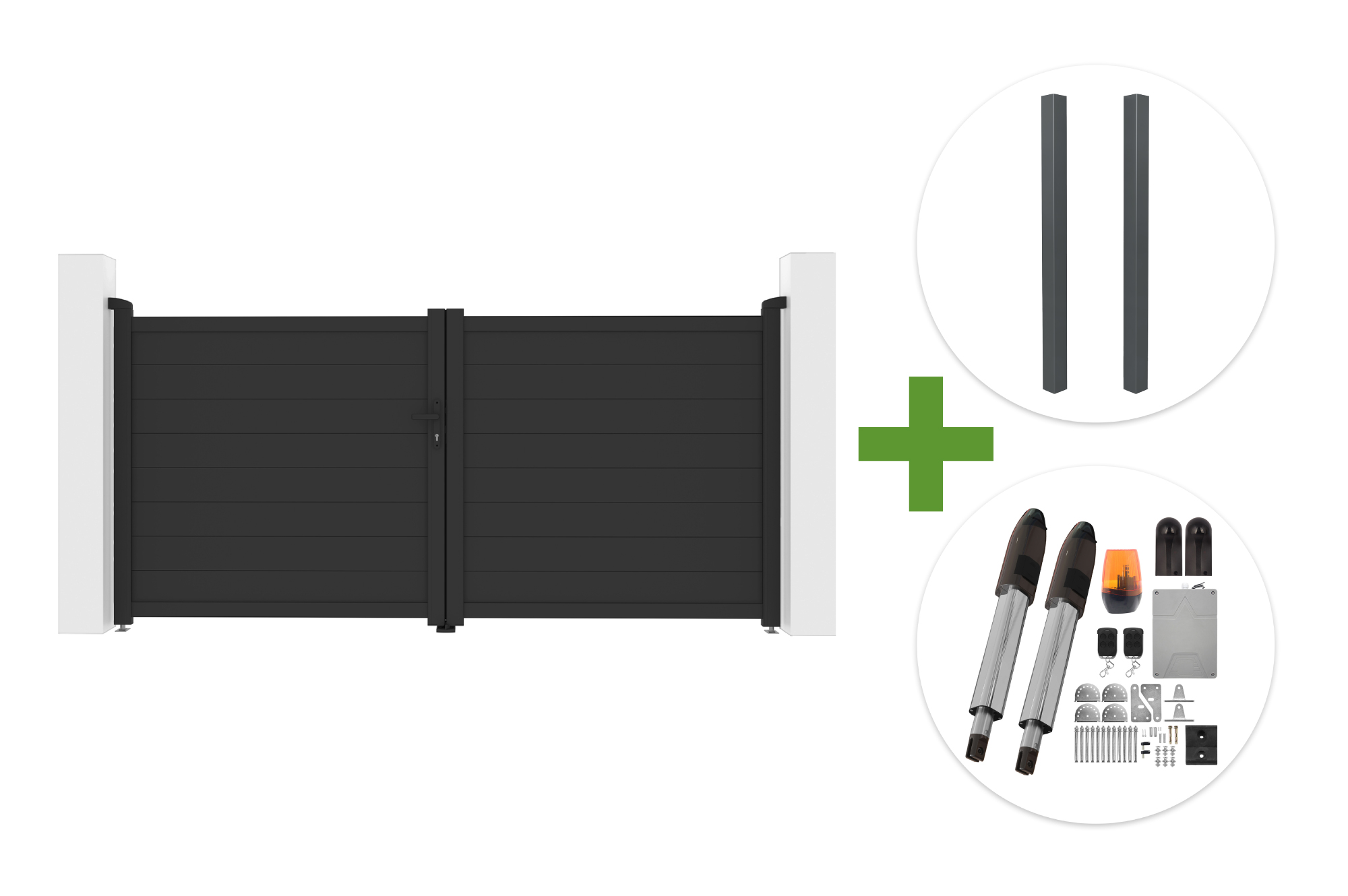 EIGER siva krilna vrata 3m v. 140cm + 2 ELDA stupa + TANKER B700 motor main image