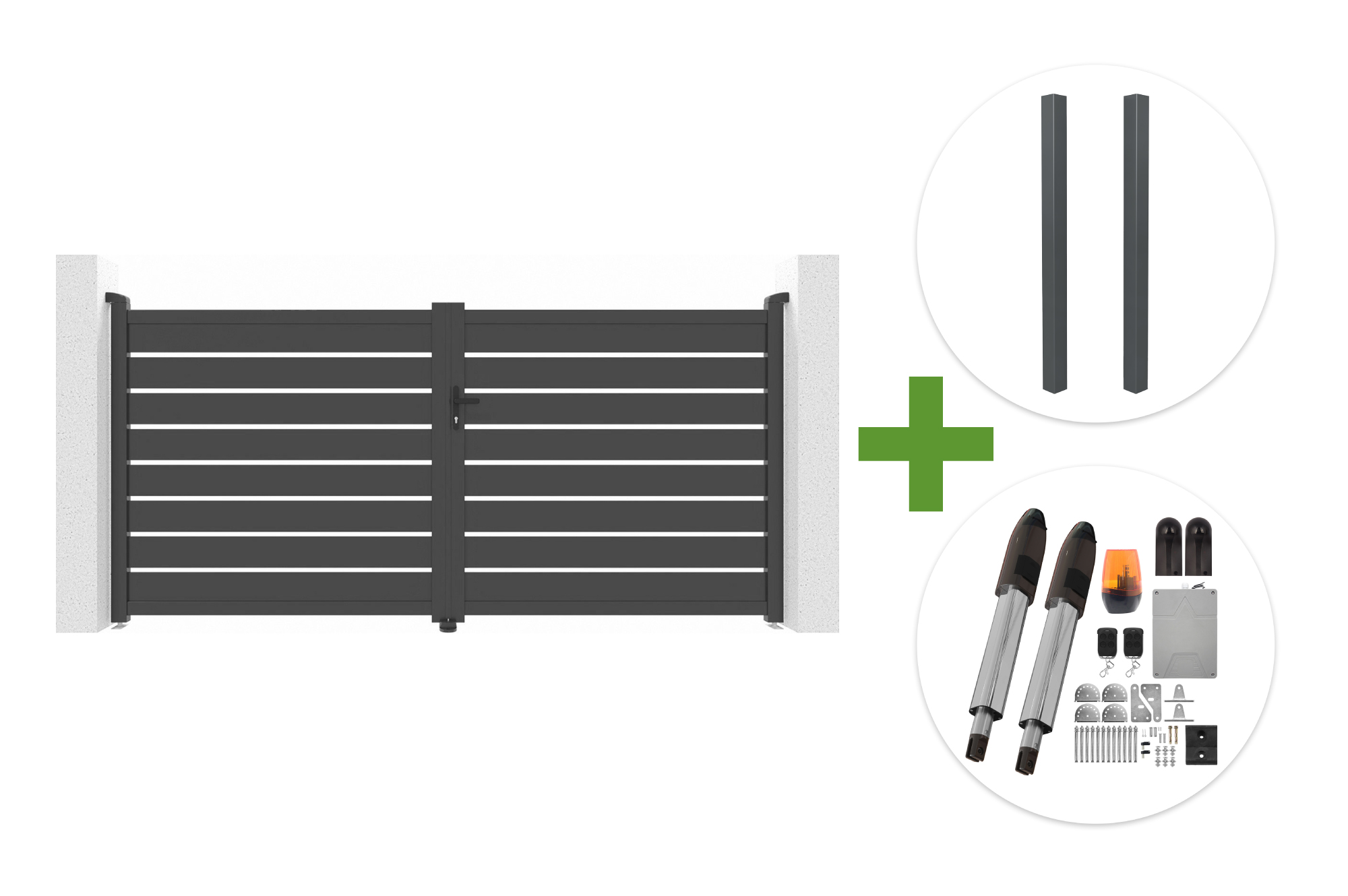 Πόρτα VOGEL 3m, ύψος 160cm, γκρι + 2 κολώνες ELDA + κινητήρας TANKER B700 main image