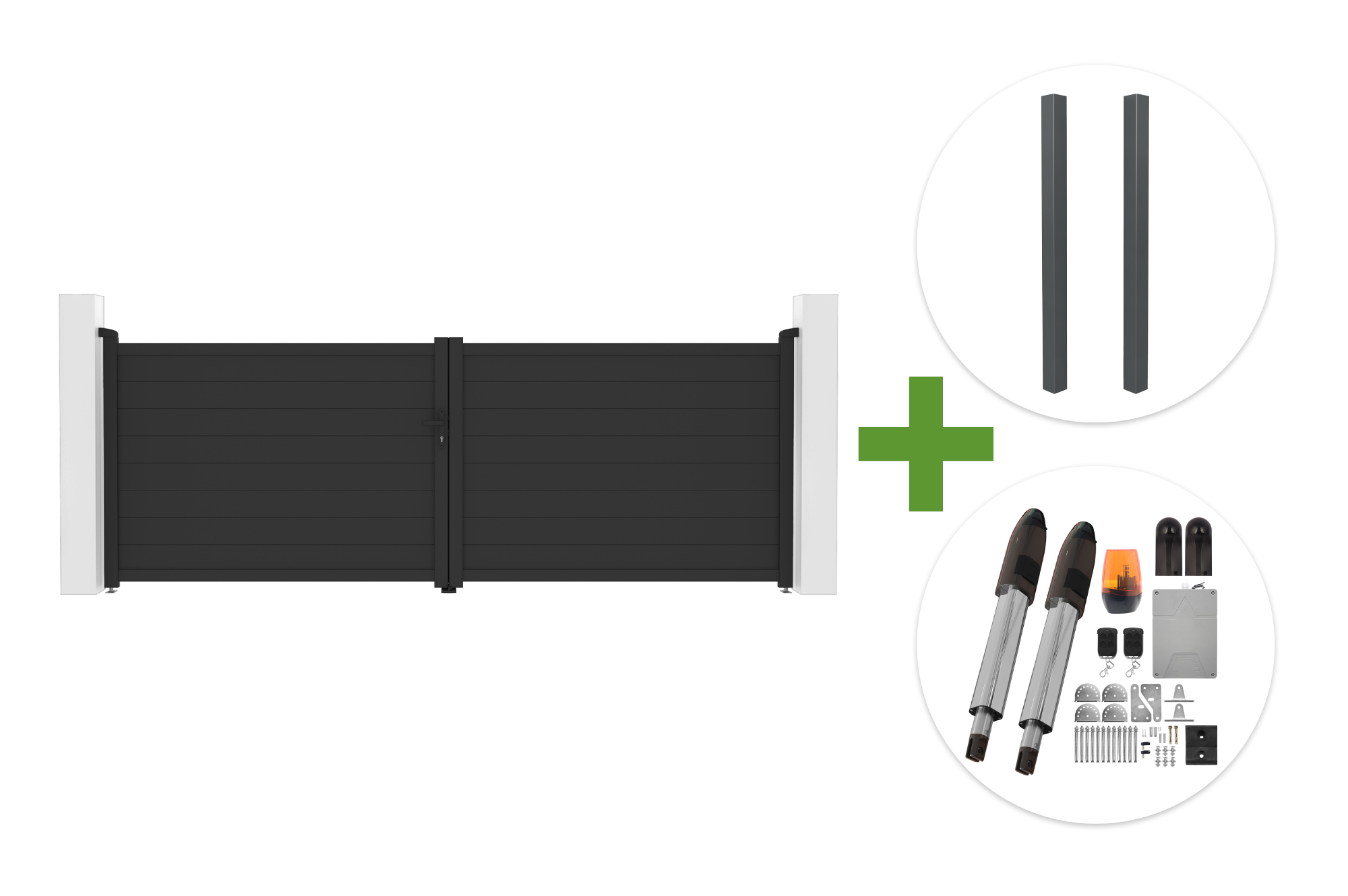 EIGER 4m korkeus 140cm harmaa saranaportti + 2 ELDA-pylvästä + TANKER B700 -moottori main image