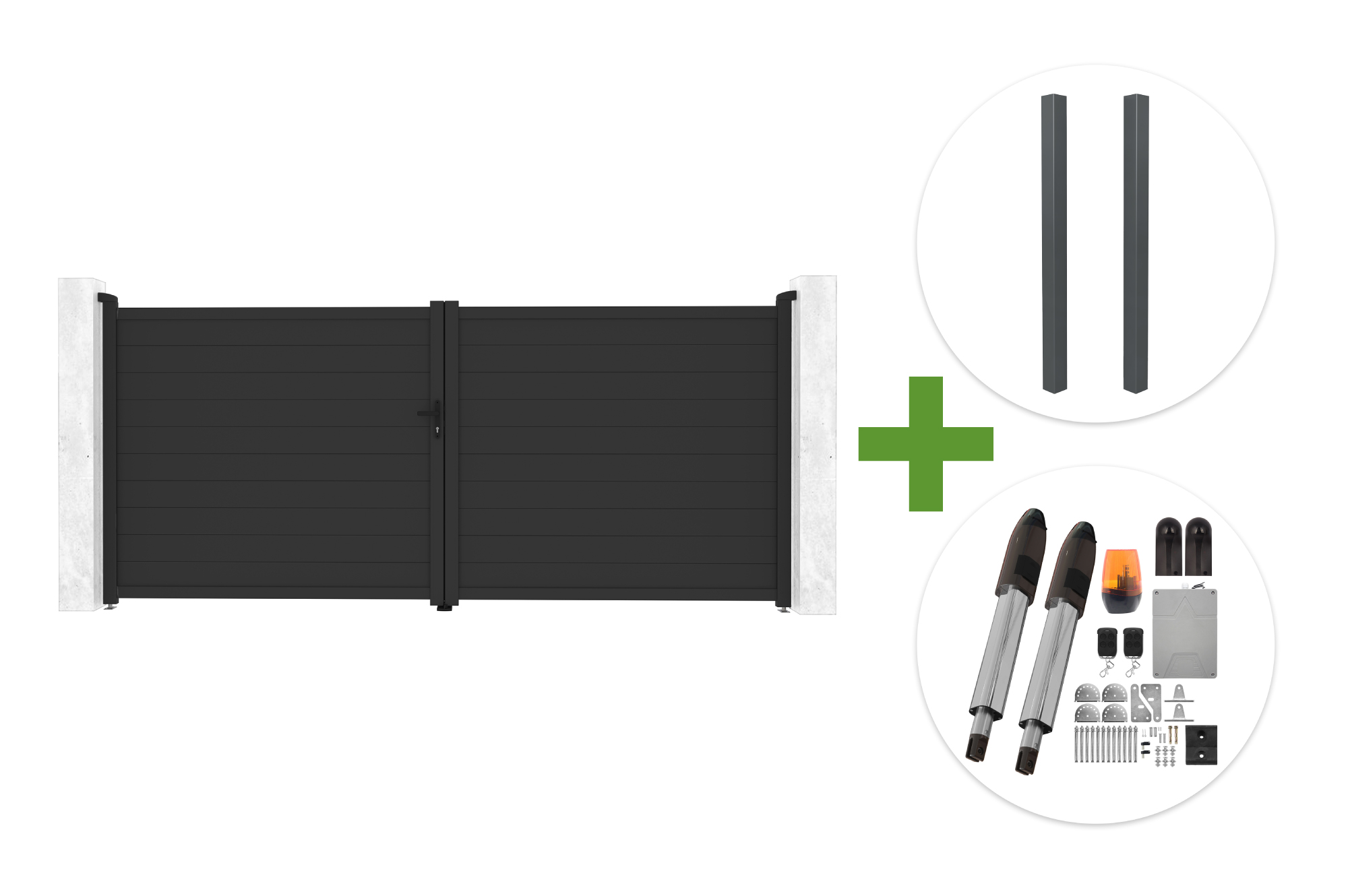 EIGER 4m H.180cm grey swing gate + 2 ELDA posts + TANKER B700 motor main image