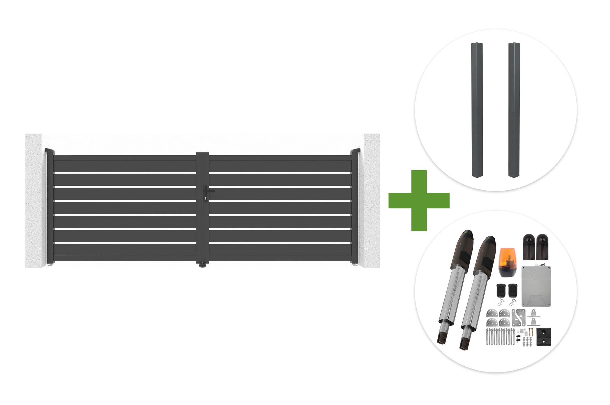 VOGEL 4 m H.140 cm graues Schwingtor + 2 ELDA Pfosten + TANKER B700 Motor main image