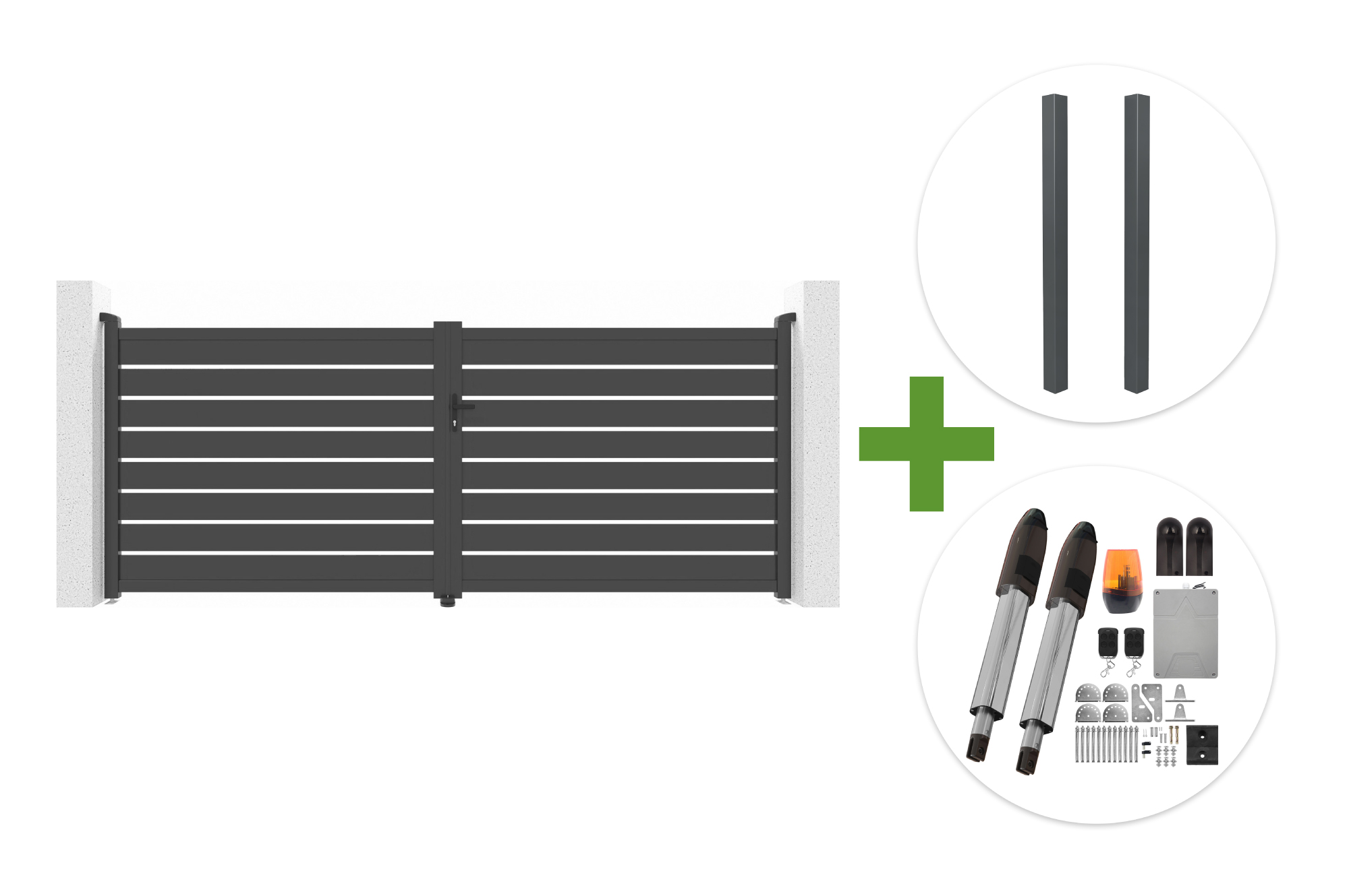 VOGEL 4m H.160cm grå svingport + 2 ELDA stolper + TANKER B700 motor main image