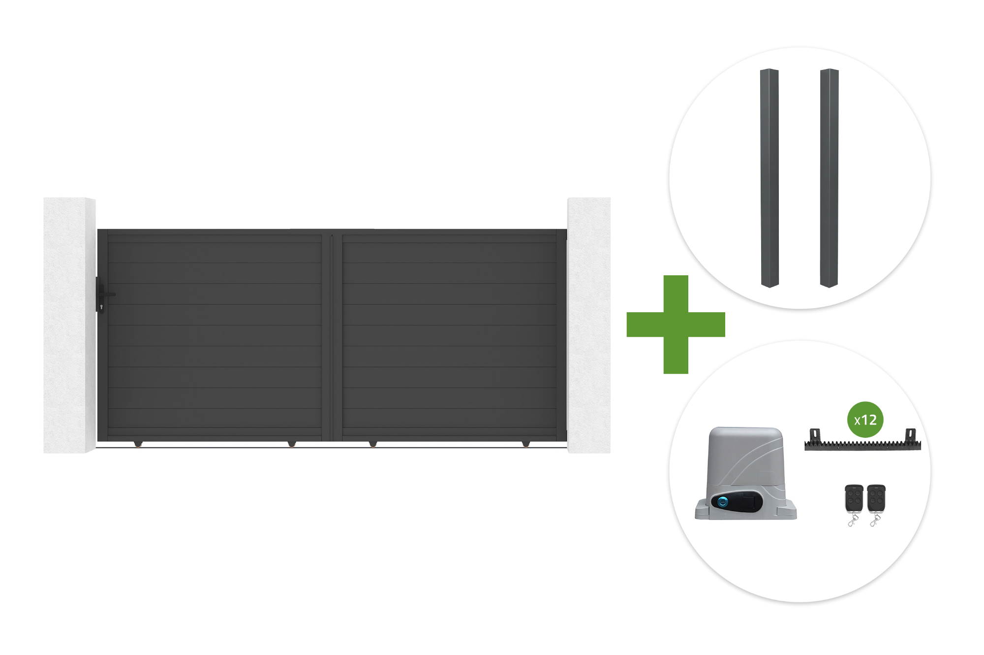 EIGER klizna vrata 3,5 m, visine 160 cm + 2 ELDA stupa + RANGER C300 motor main image