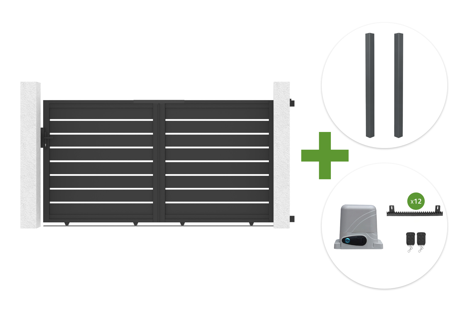 Puerta corredera VOGEL 3m, 160cm de altura + 2 postes ELDA + motor RANGER C300 main image