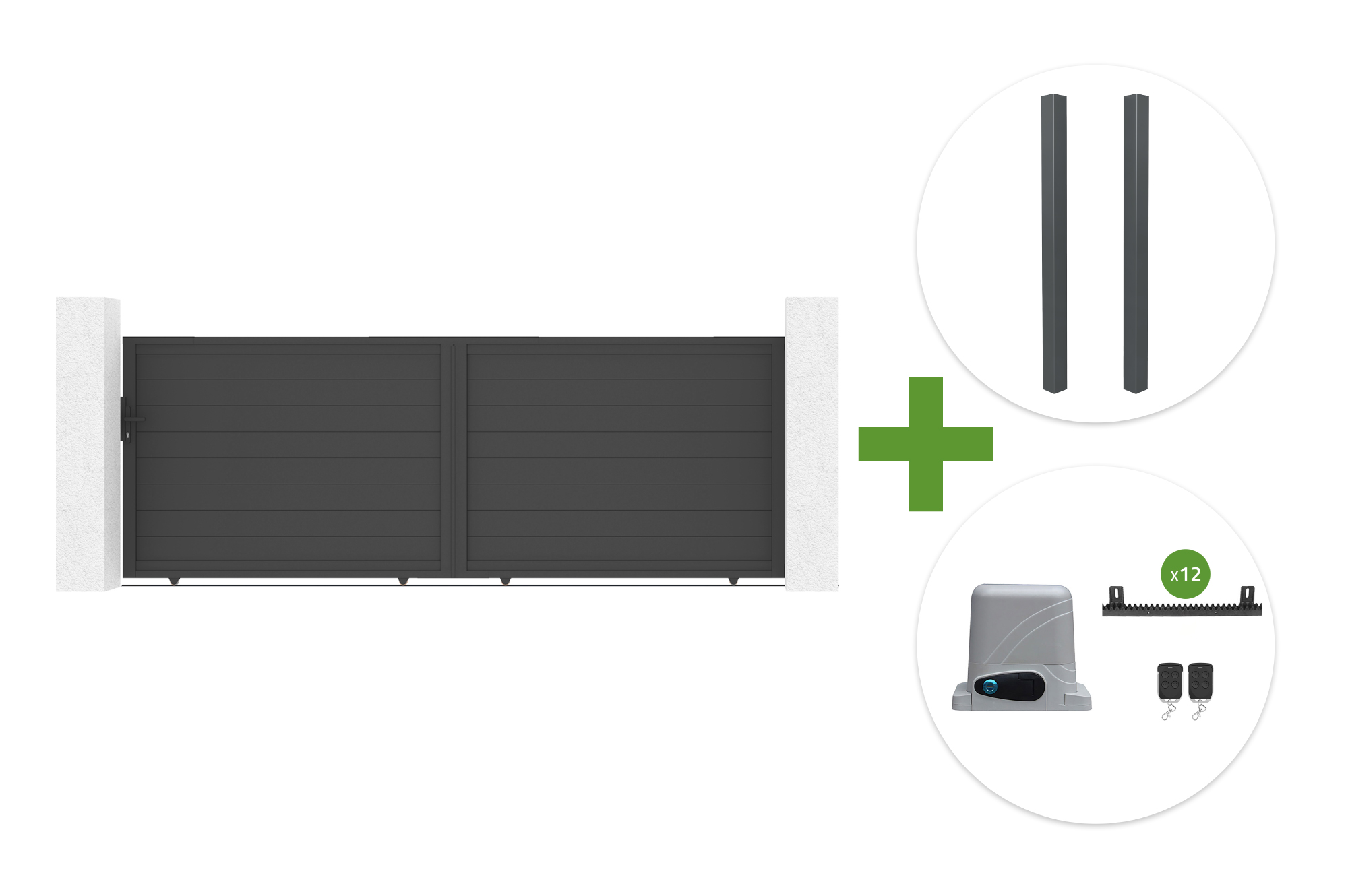 Puerta corredera EIGER 4m, 140cm de altura + 2 postes ELDA + motor RANGER C300 main image