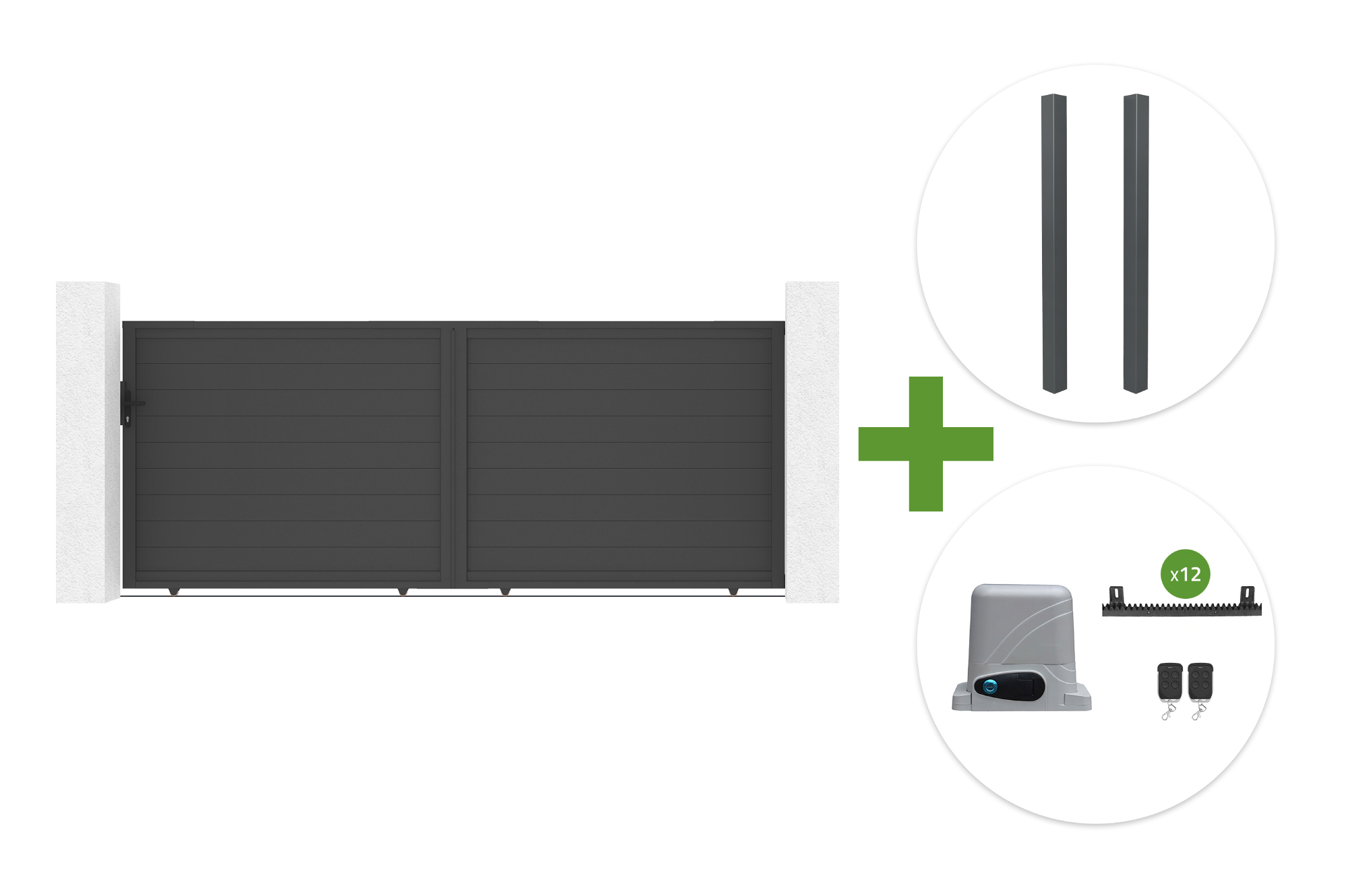 EIGER 4 m Schiebetor, 160 cm hoch + 2 ELDA Pfosten + RANGER C300 Motor main image