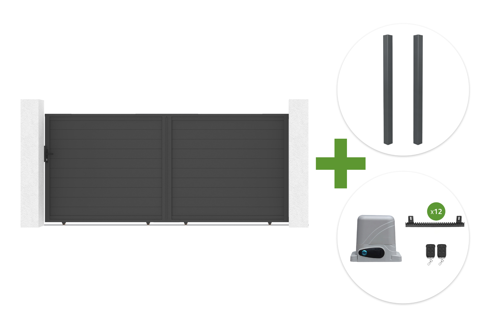 Συρόμενη πόρτα EIGER 4m, ύψος 180cm + 2 κολώνες ELDA + κινητήρας RANGER C300 main image