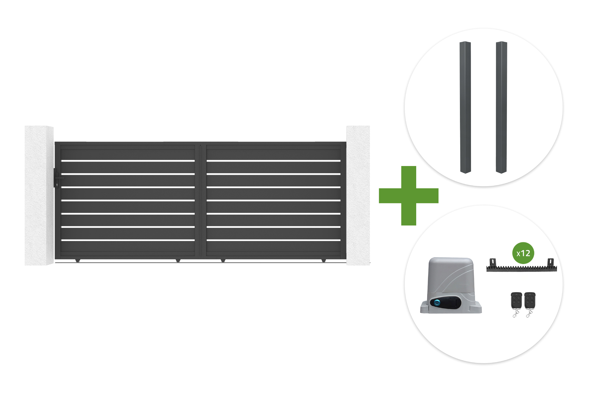 4 m-es VOGEL tolókapu, 160 cm magas + 2 ELDA oszlop + RANGER C300 motor main image