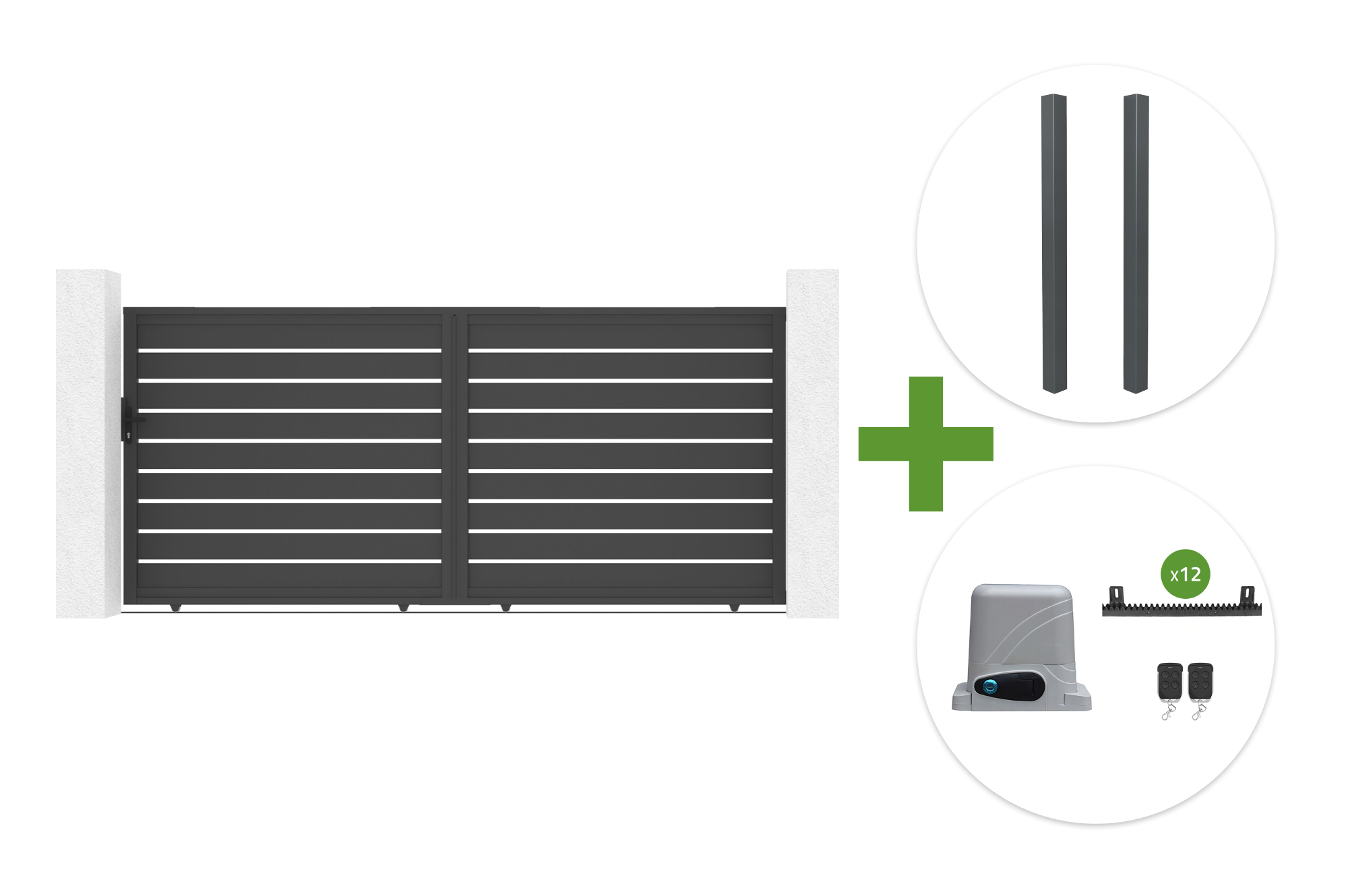 4 m-es VOGEL tolókapu, 180 cm magas + 2 ELDA oszlop + RANGER C300 motor main image