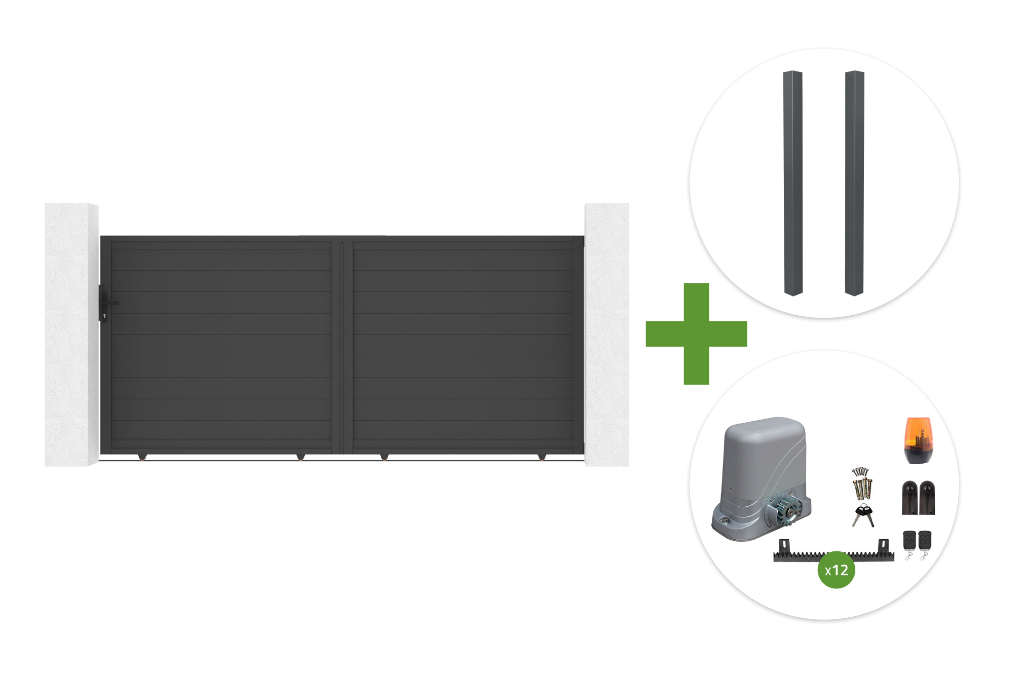 EIGER 3,5m skjutgrind, 160cm hög + 2 ELDA-stolpar + TANKER C600 motor main image