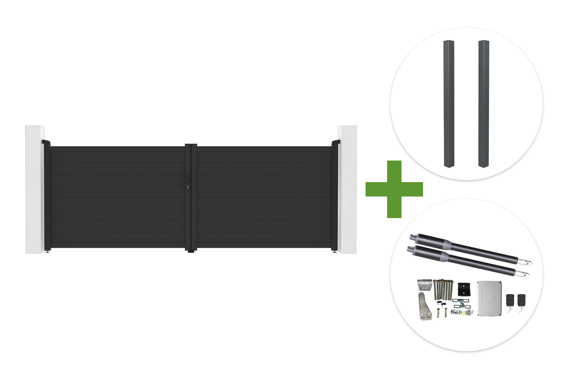 Brama przesuwna EIGER 3,5m wys. 180cm + 2 słupki ELDA + silnik TANKER C600 main image