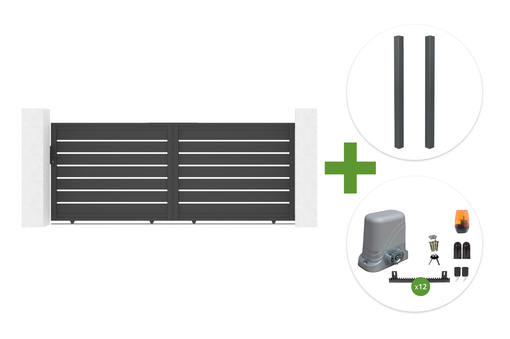 Brama przesuwna VOGEL 3,5m, wys. 140cm + 2 słupki ELDA + silnik TANKER C600 main image