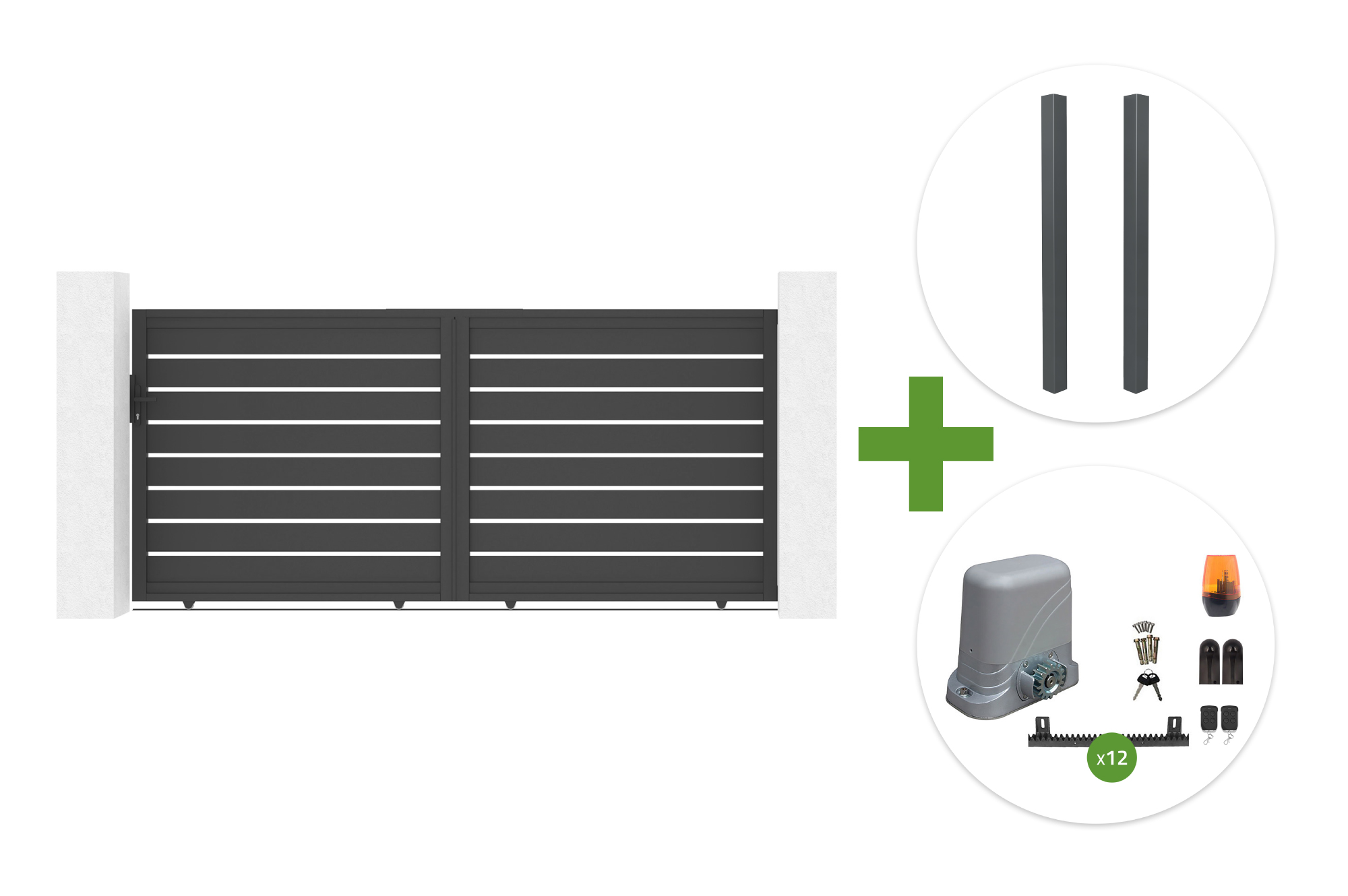 3,5 m VOGEL stumdomi vartai, 160 cm aukščio + 2 ELDA stulpai + TANKER C600 variklis main image