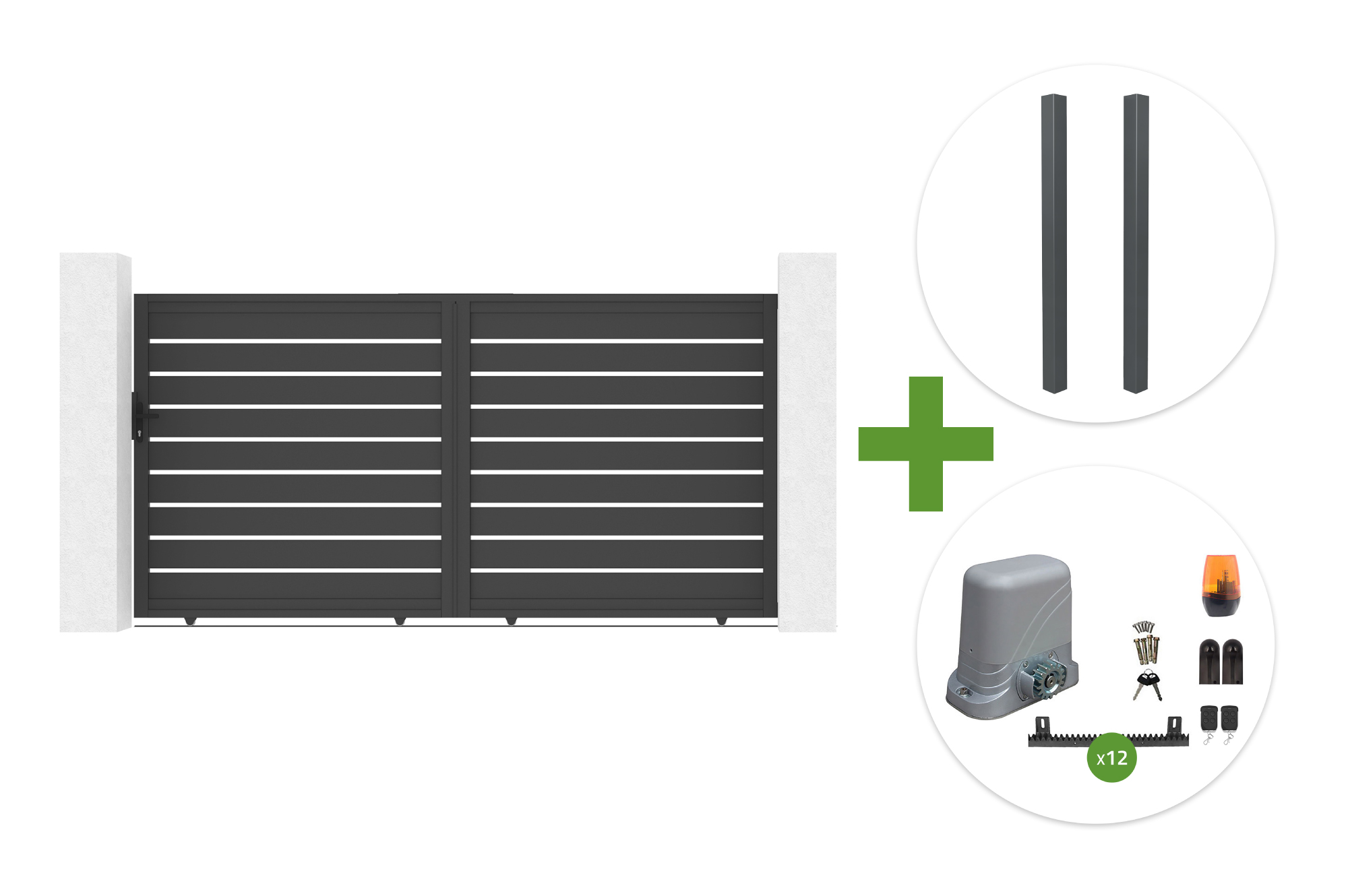 3,5 m VOGEL stumdomi vartai, 180 cm aukščio + 2 ELDA stulpai + TANKER C600 variklis main image