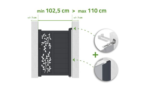 Tor, verstellbar in der Breite 1 m, FOLYA H. 140 cm, graues Aluminium main image
