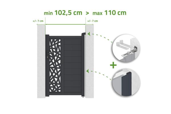 Verstelbare poort in breedte 1m RUIVO H.160cm grijs aluminium main image