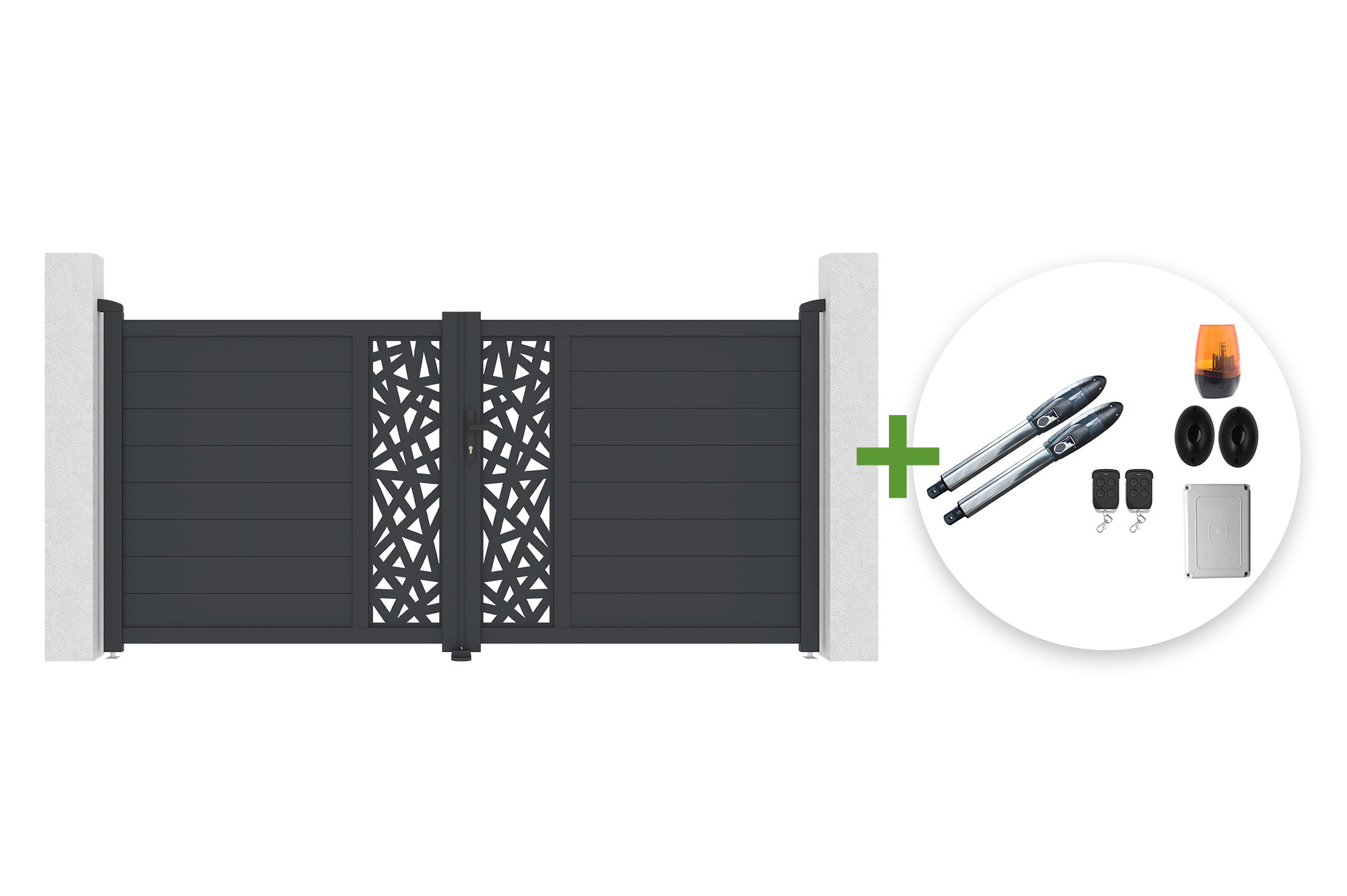 Brama skrzydłowa RUIVO 3m z napędem, wys. 140cm + silnik TANKER B350