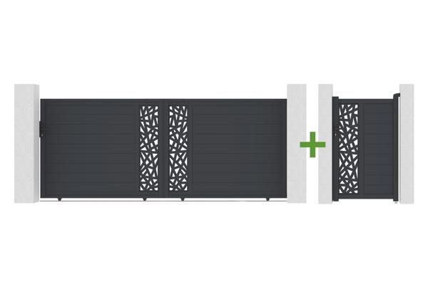 Sliding gate 4m RUIVO H.160cm + 1m RUIVO gate H.160cm gray aluminum main image