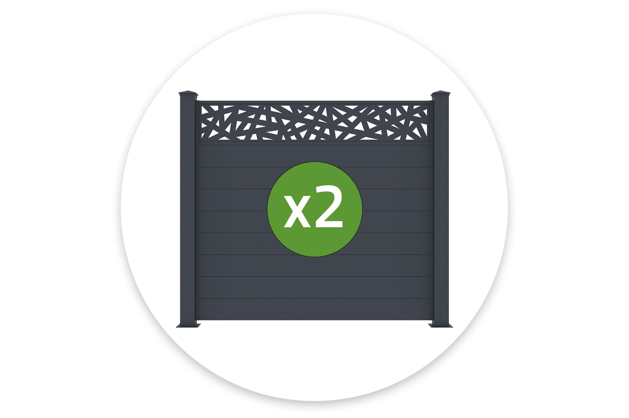 Σετ 2 ημι-ανοιγόμενων φράχτων αλουμινίου RUIVO 1,9μ, ύψους 170cm, γκρι