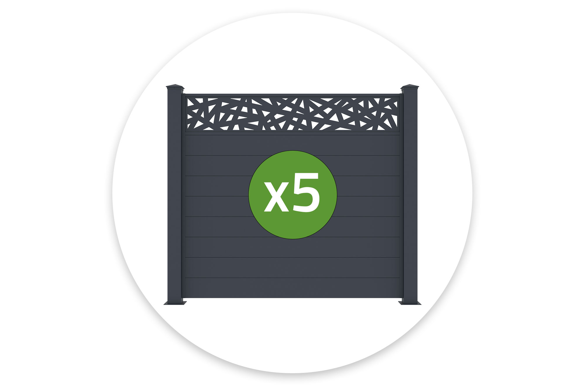 Σετ 5 ημι-ανοιγόμενων φράχτων αλουμινίου RUIVO 1,9μ., ύψους 170cm, γκρι