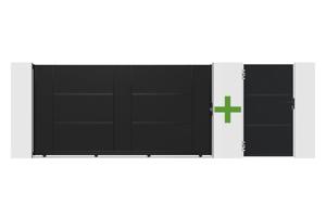 NALI 3.5m Steel Sliding Gate, 180cm High, Black + 180cm High Pedestrian Gate, Black main_image