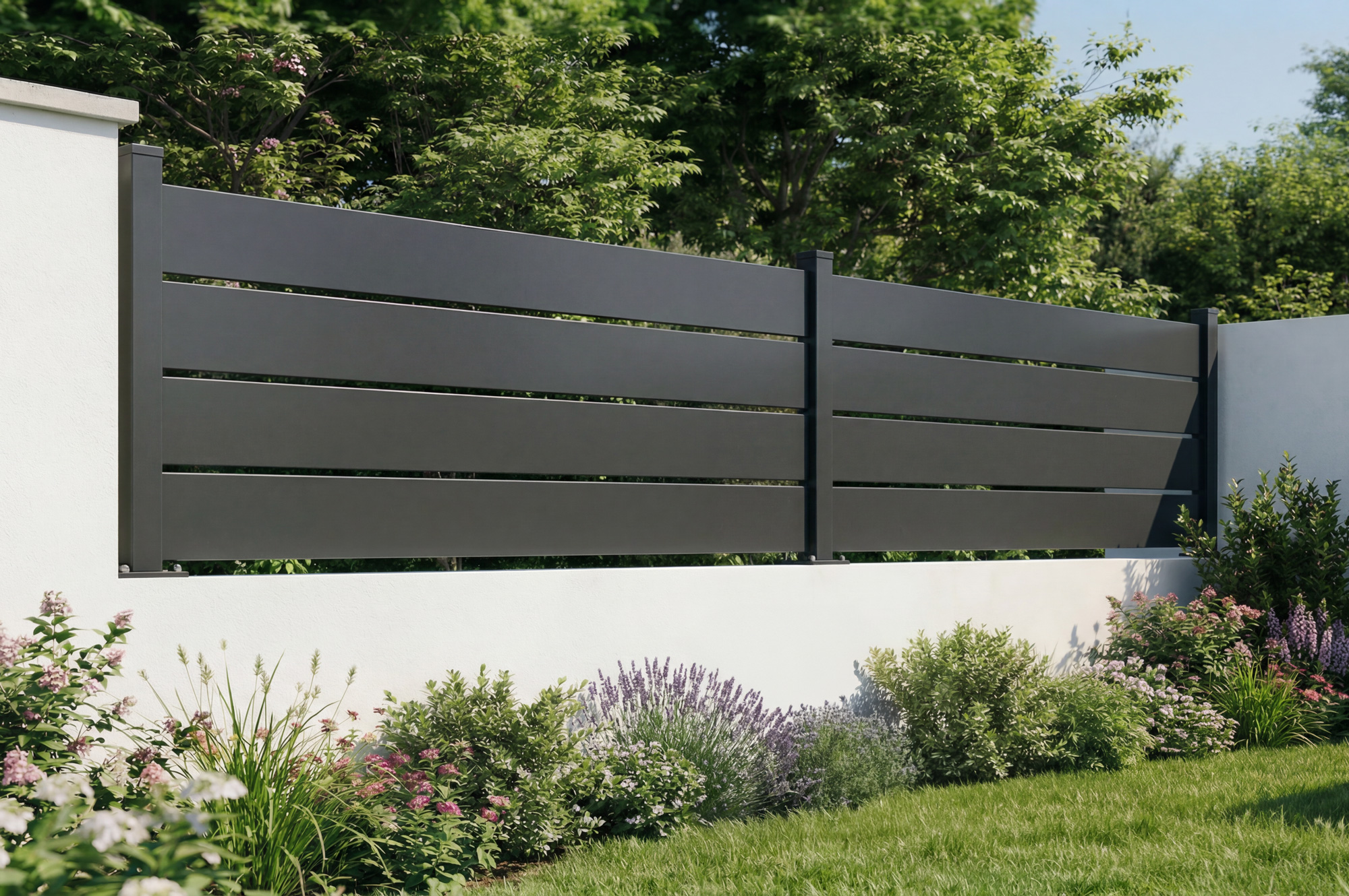 Gard VELINO semi-ajurat din oțel negru, 4m x H.80cm 12