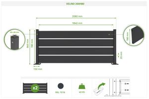 VELINO semi-openwork black steel fence, 4m x H.80cm 2