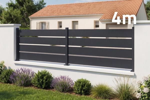 VELINO semi-openwork black steel fence, 4m x H.80cm main image