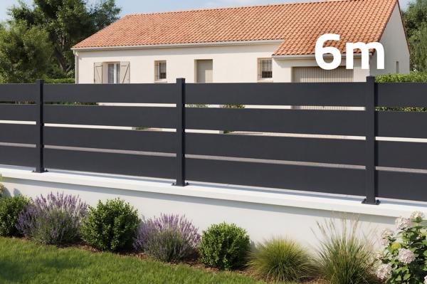 VELINO semi-openwork black steel fence, 6m x H.80cm main image