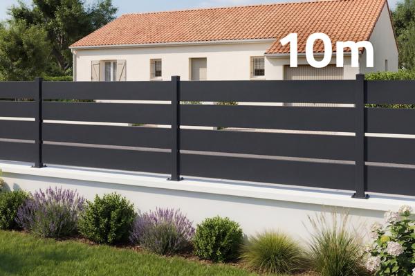 VELINO semi-openwork black steel fence 10m x H.80cm main image