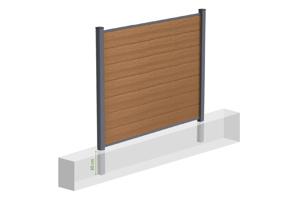 4m STOCKHORN composite fence, 150cm high, teak finish, for in-ground installation 4