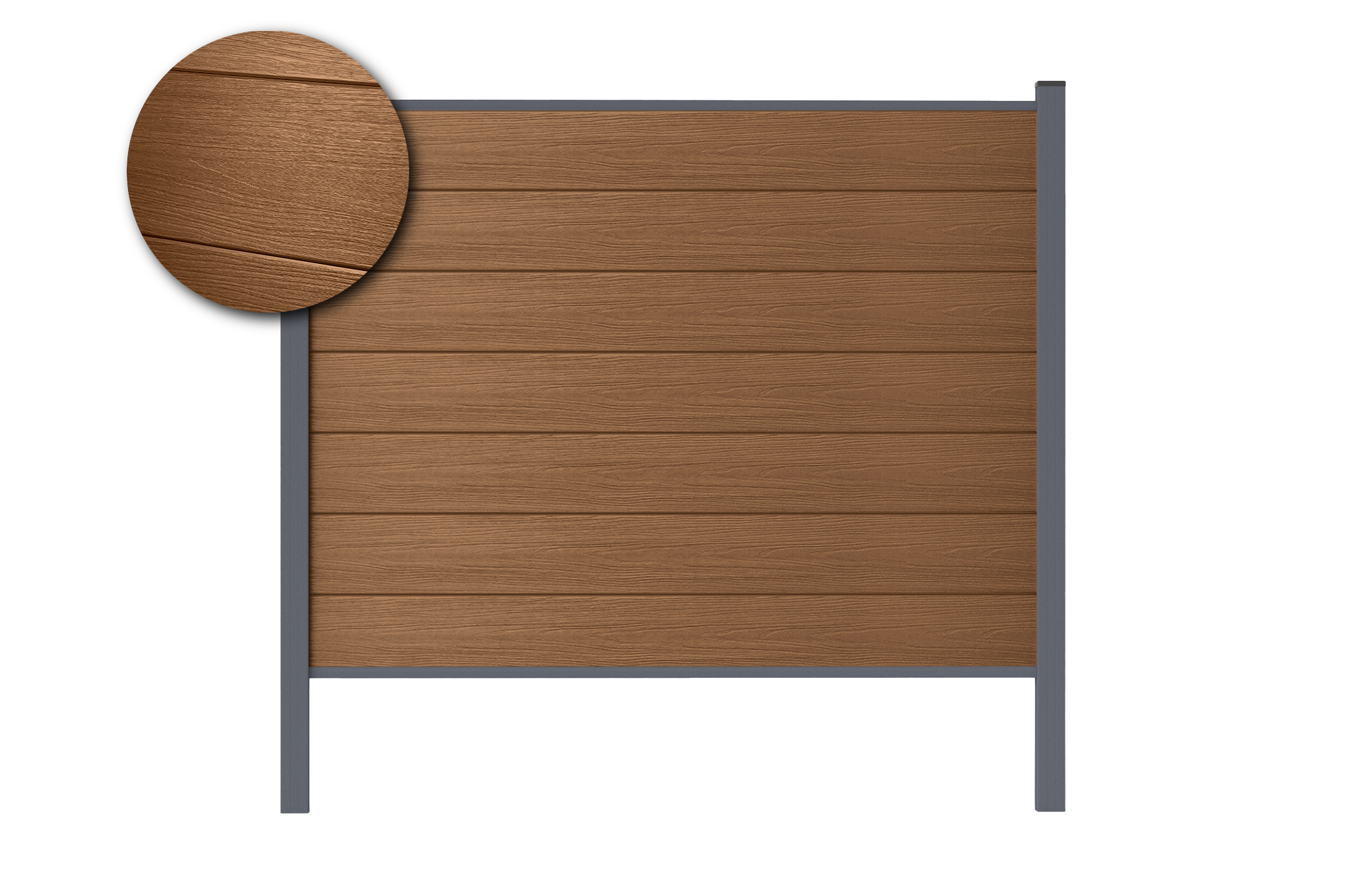 6m STOCKHORN composite fence, 150cm high, teak finish, for in-ground installation 2