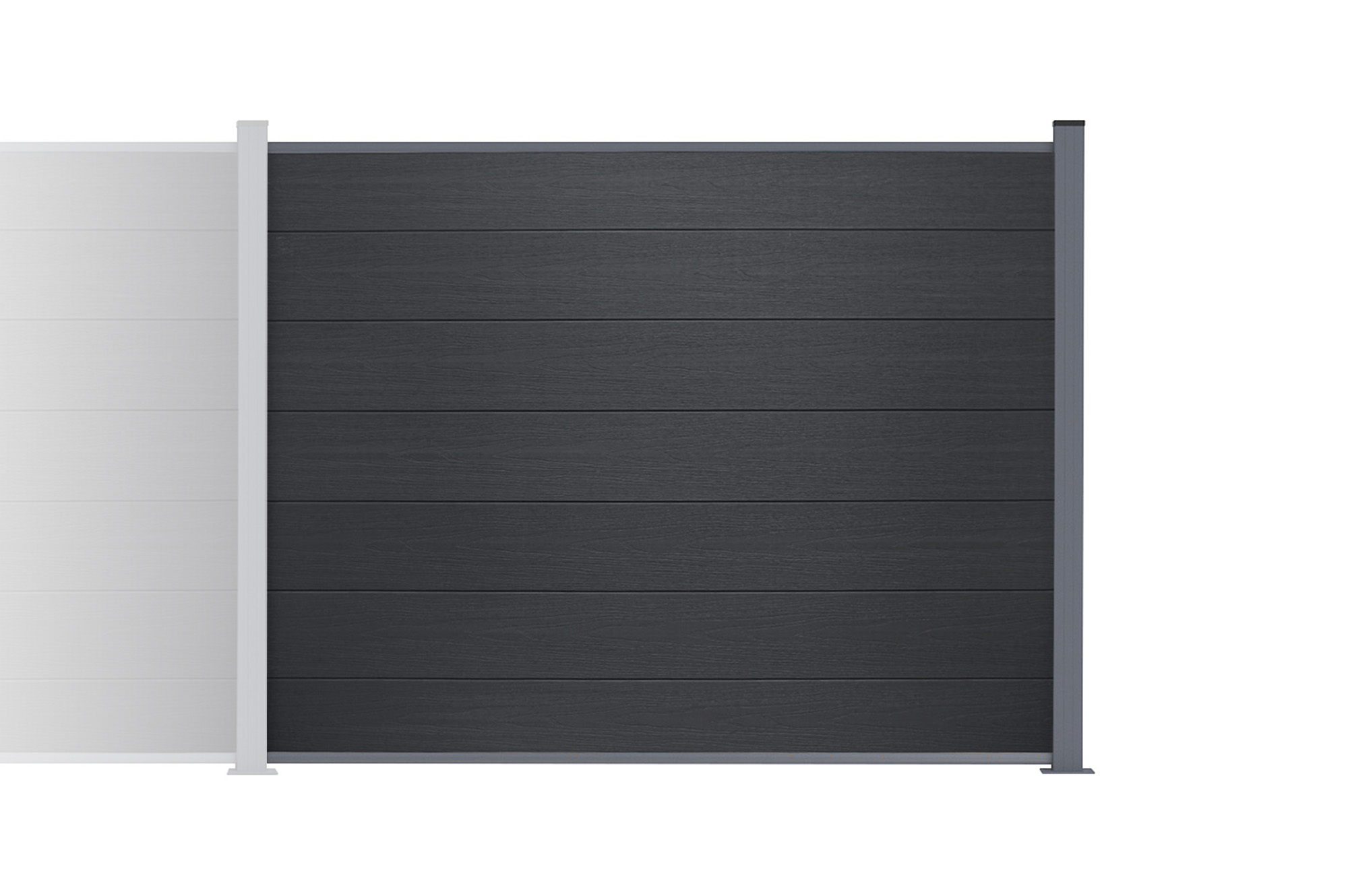 8 m hoher STOCKHORN-Verbundzaun, 150 cm hoch, auf grauen Bodenplatten 13