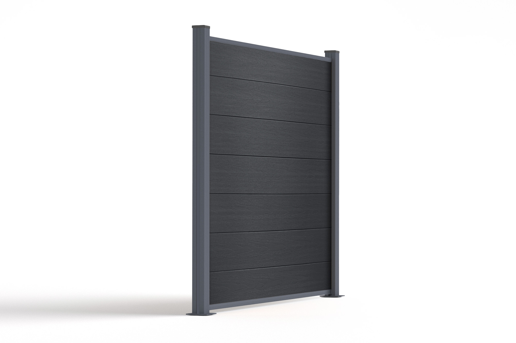 8 m hoher STOCKHORN-Verbundzaun, 150 cm hoch, auf grauen Bodenplatten 6