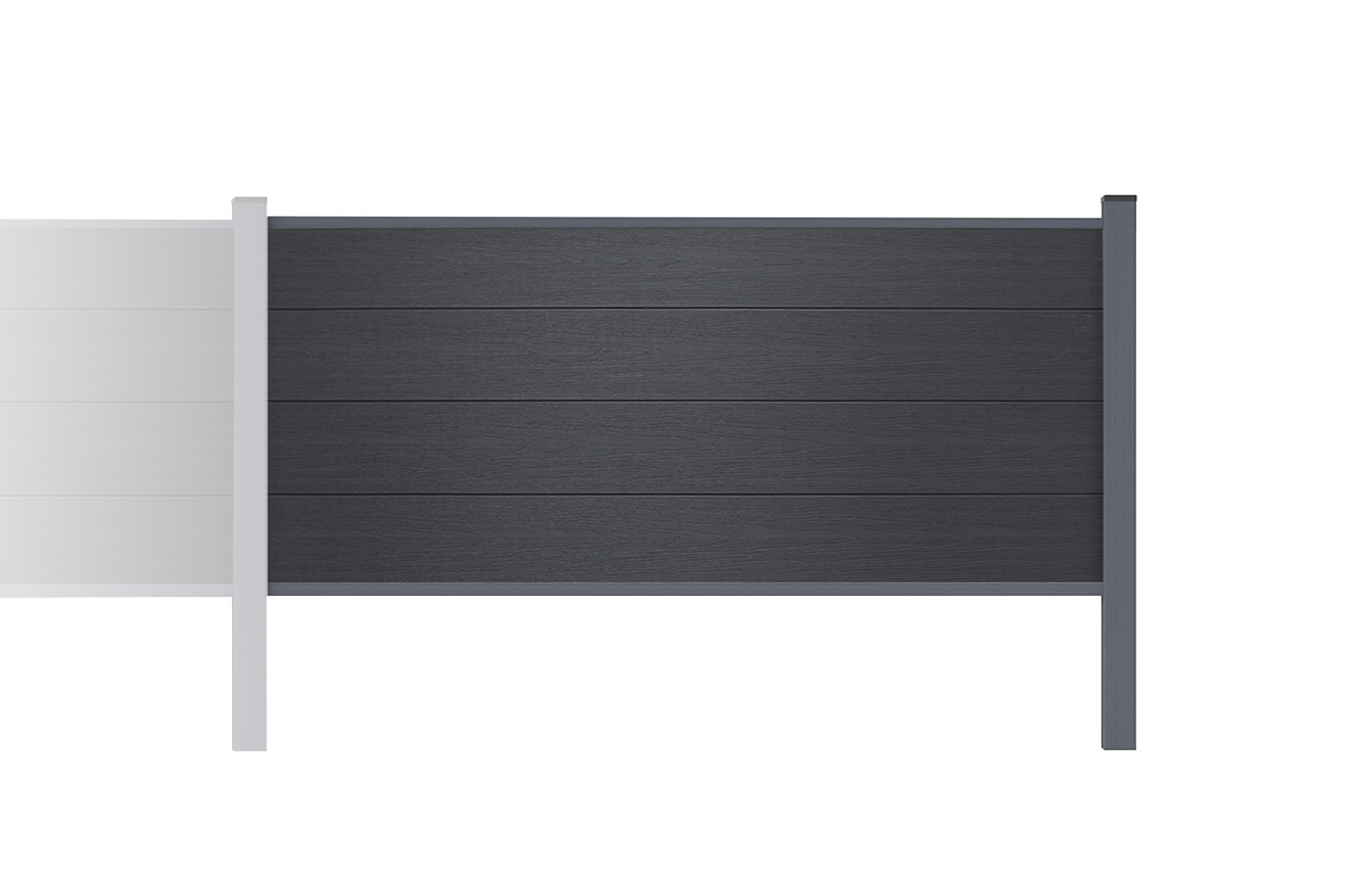 6 meter lange Stockhorn composiet schutting, 90 cm hoog, voor installatie in de grond, gri 12