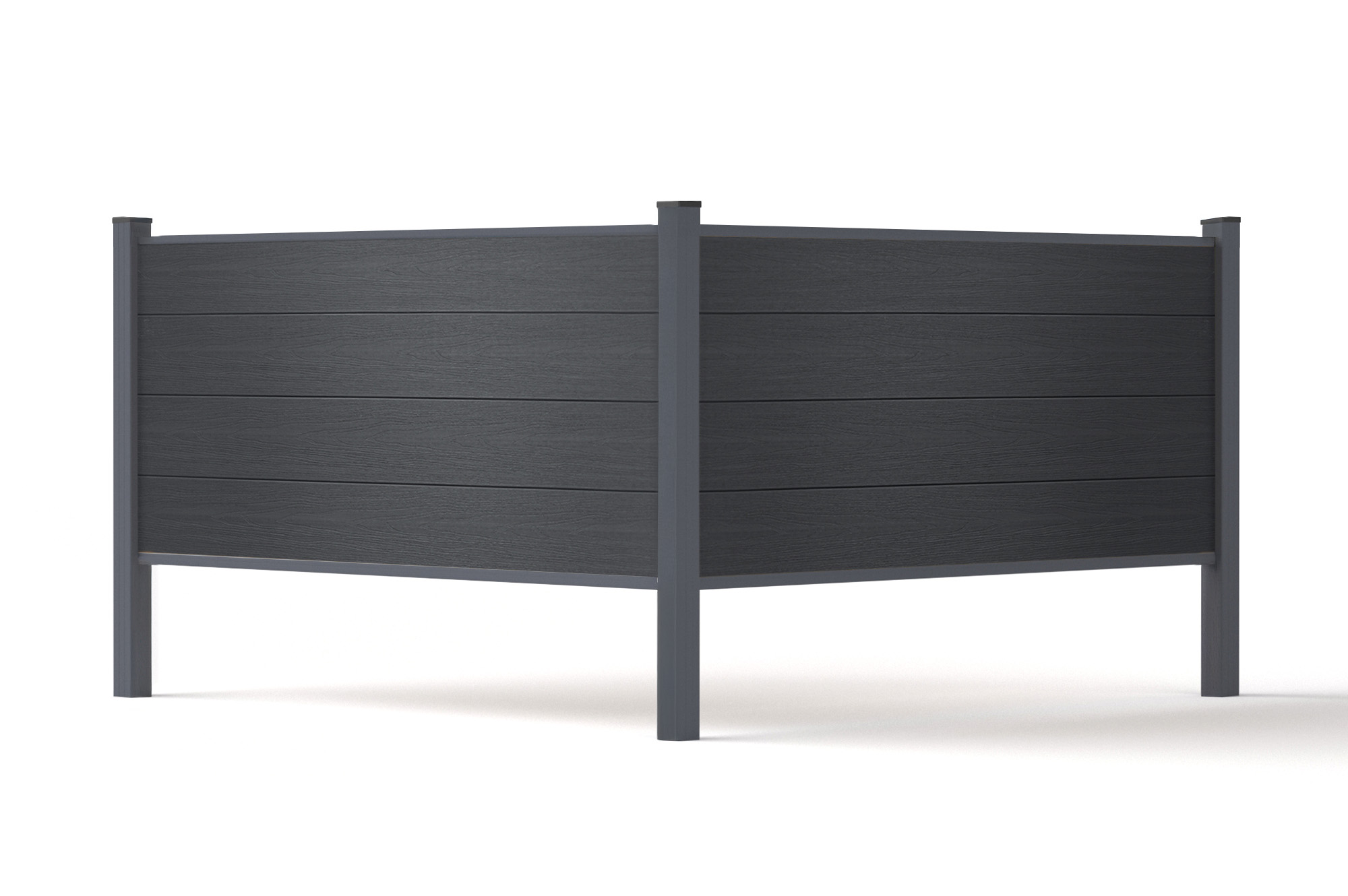 6 meter lange Stockhorn composiet schutting, 90 cm hoog, voor installatie in de grond, gri 7