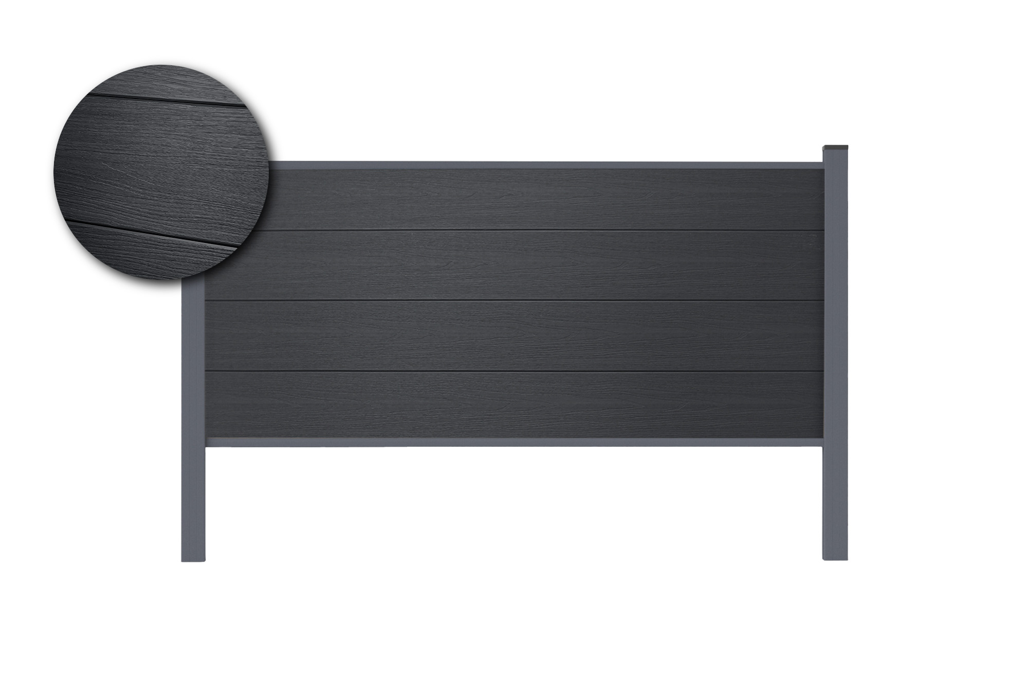 6 meter lange Stockhorn composiet schutting, 90 cm hoog, voor installatie in de grond, gri 2