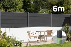 6m STOCKHORN komposithegn, 90 cm højt, til nedgravning, grå main image