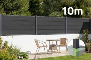 10 m STOCKHORN kompozītmateriāla žogs, 90 cm augsts, uzstādīšanai zemē, pelēks main image