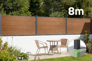 8m STOCKHORN composite fence, 90cm high, teak, for in-ground installation main image