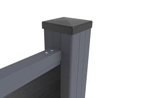 4m STOCKHORN composite fence, 90cm high, on grey base plates 9