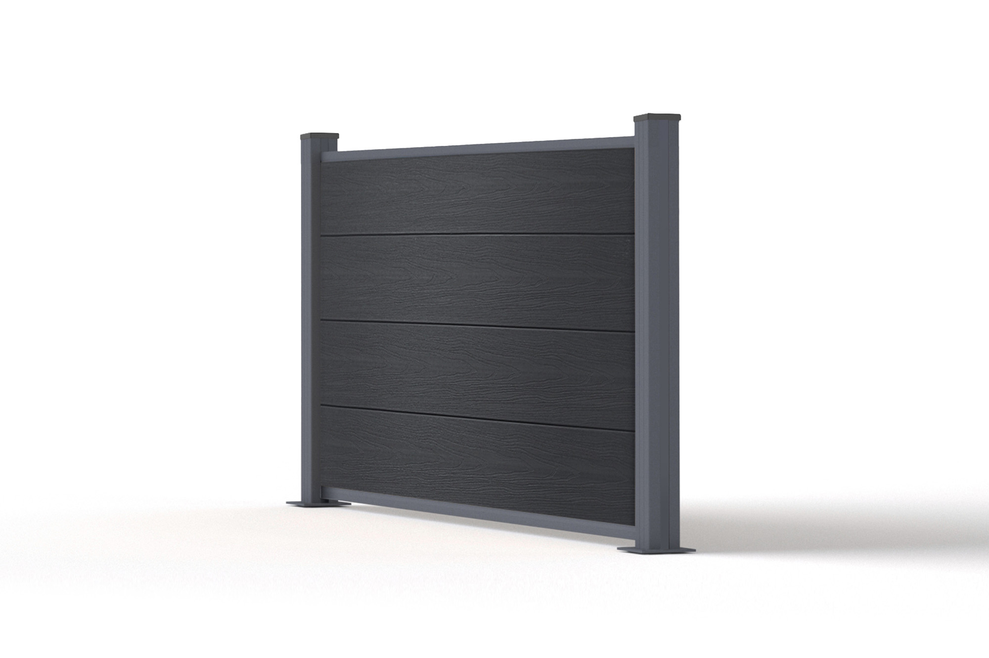 10 m langer STOCKHORN-Verbundzaun, 90 cm hoch, auf grauen Bodenplatten 6