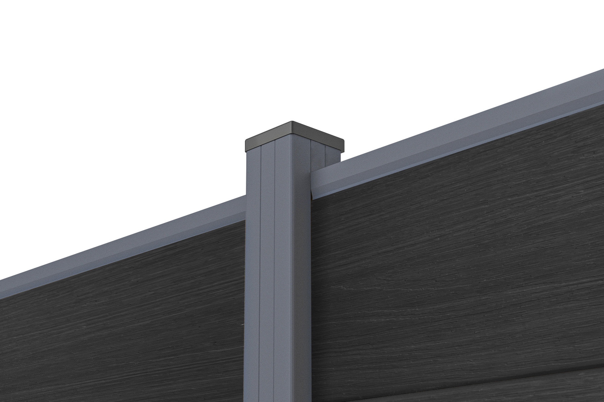 10 m langer STOCKHORN-Verbundzaun, 90 cm hoch, auf grauen Bodenplatten 12