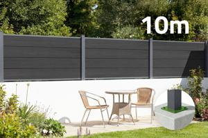 10 m STOCKHORN kompozītmateriāla žogs, 90 cm augsts, uz pelēkām pamatplāksnēm main image