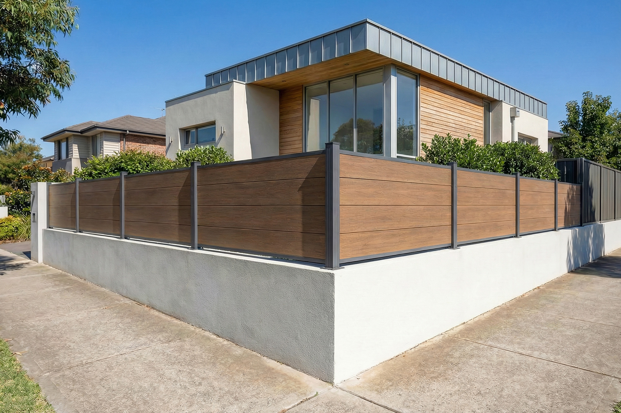 Composite fence 6m STOCKHORN H.90cm on teak plate 15