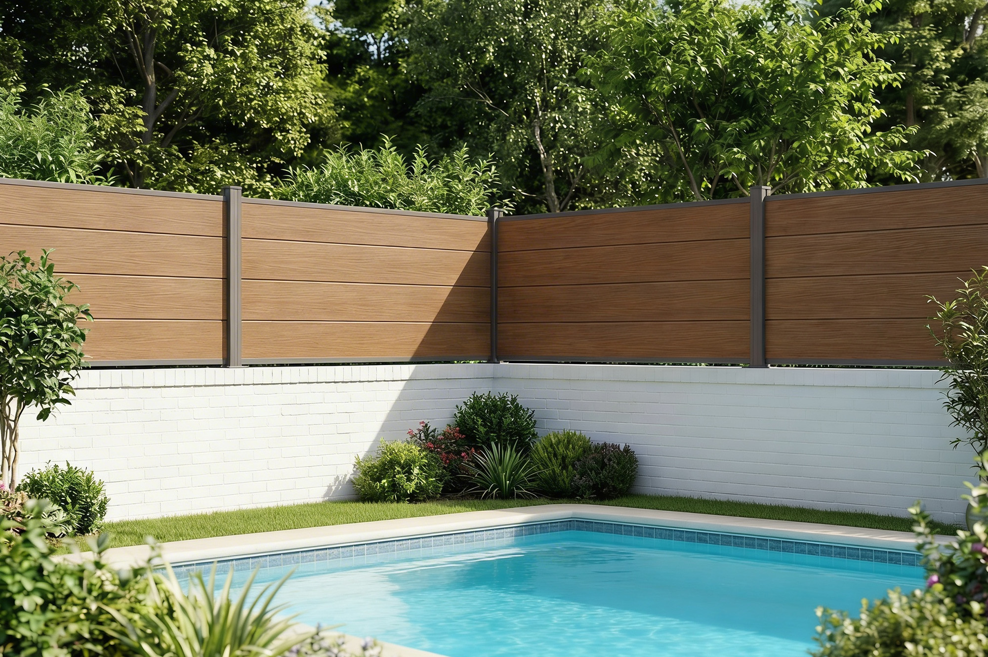 Composite fence 6m STOCKHORN H.90cm on teak plate 14